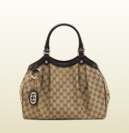 Gucci Sukey Medium GG Canvas Tote Bag 211944 Brown